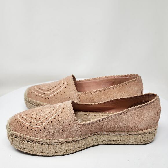 UGG Australia Heidi Espadrille Women 7 Pink Suntan Suede Geometric Perforated - Picture 8 of 14